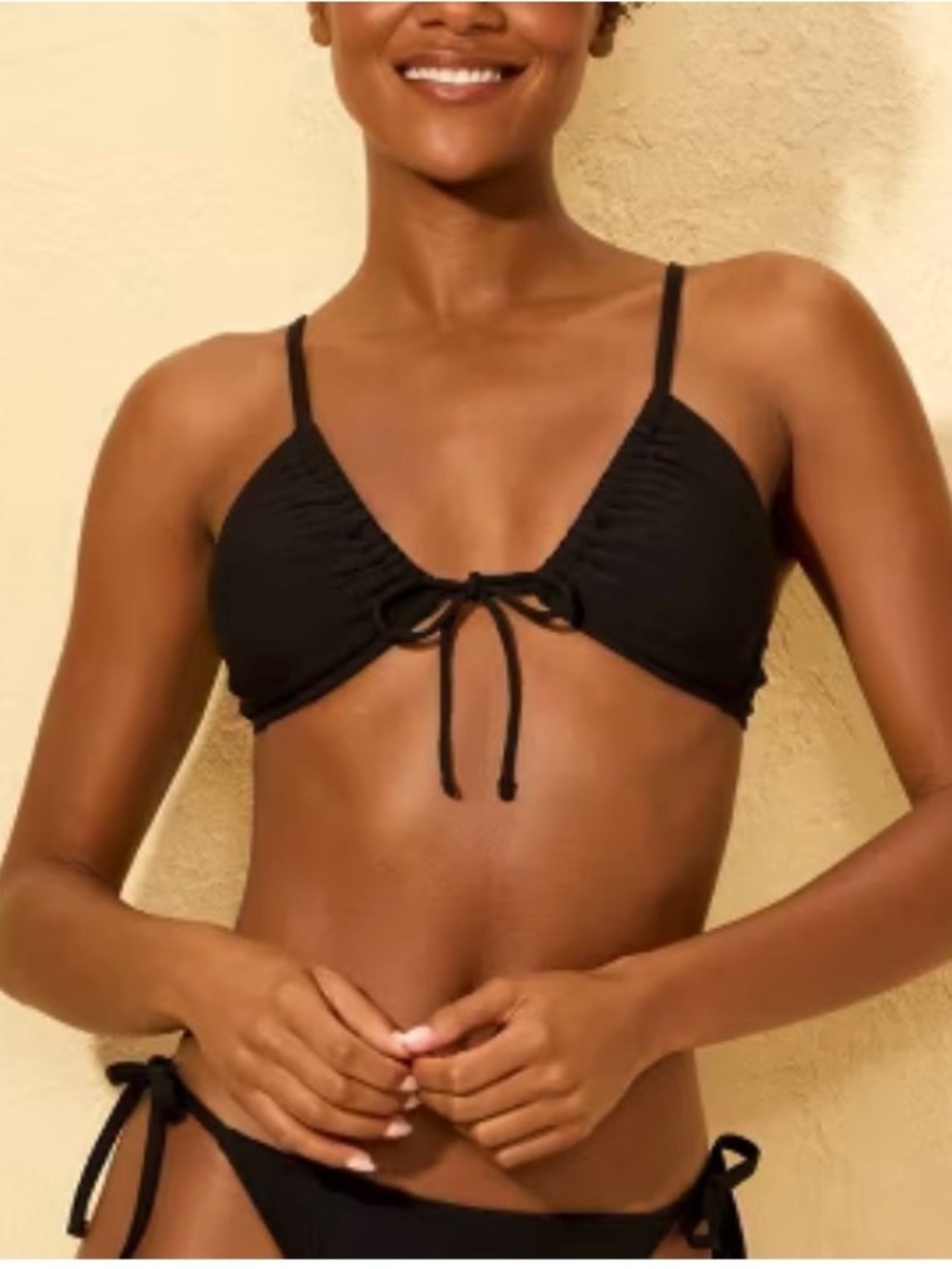 NWOT Shade & Shore Black Tie-Front Bikini Top size L